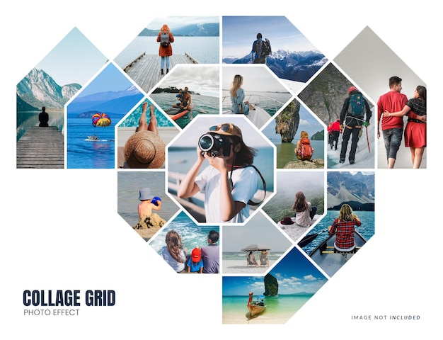 PSD collage grid and photo collage effect mockup