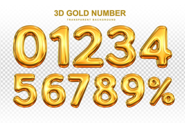 PSD collection of 3d golden numbers