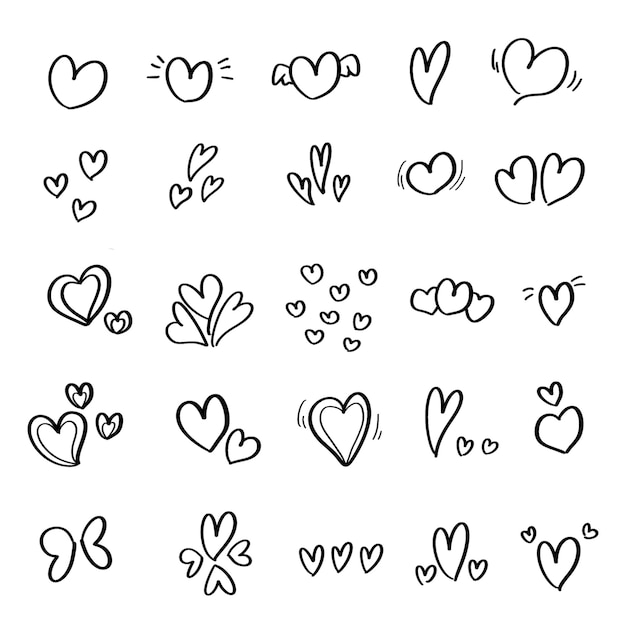 PSD collection of illustrated heart icons