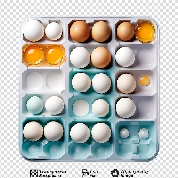 collection set of egg trays isolated on transparent background