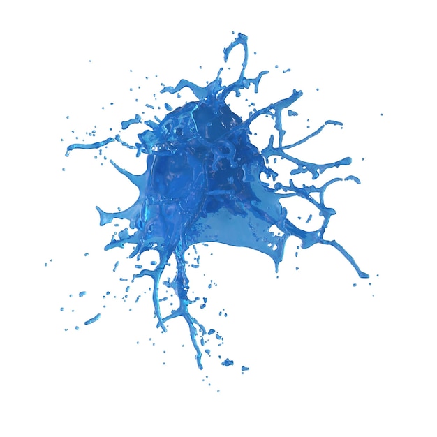 PSD color liquid splash isolated transparent background 3d rendering