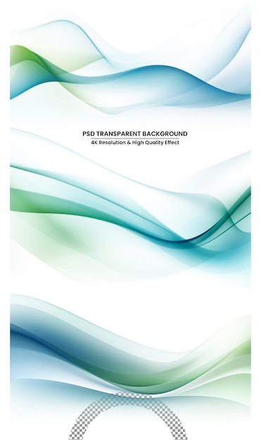 PSD colored light wave on white transparent background