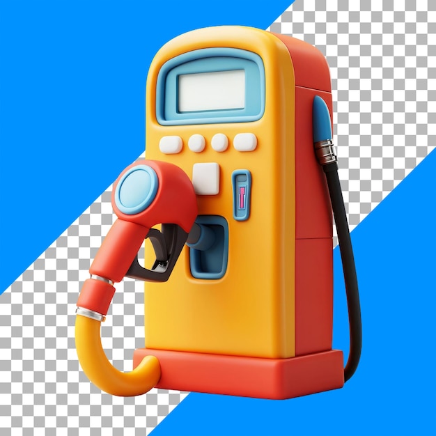 PSD colorful 3d cartoon gas pump on transparent background