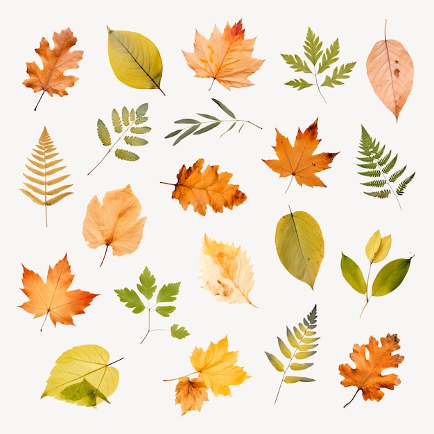 PSD colorful autumn leaves collection