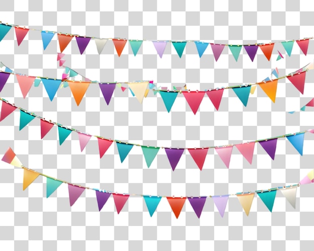 PSD colorful bunting flags on a transparent background