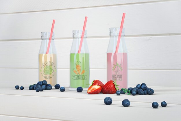 PSD colorful healthy smoothies mock-up