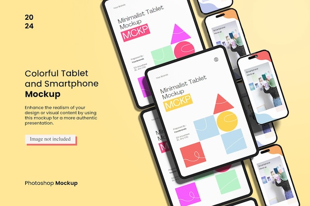 Colorful Tablet and Smartphone Mockup for showcasing your design to clients