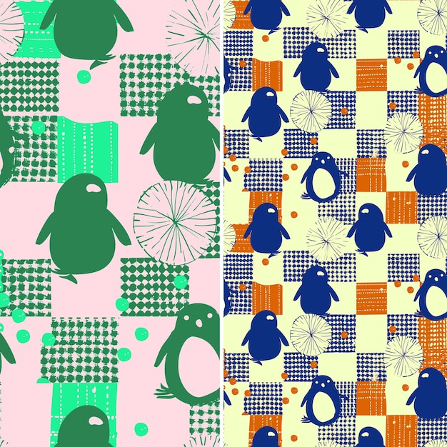 PSD a colorful wallpaper with penguins and a colorful background