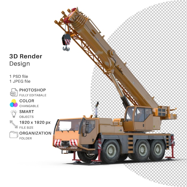 PSD compact mobile crane 3d modeling psd file realistic