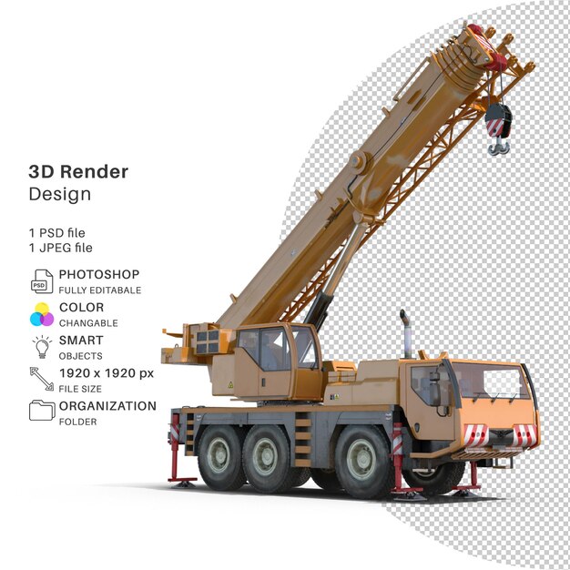 PSD compact mobile crane 3d modeling psd file realistic