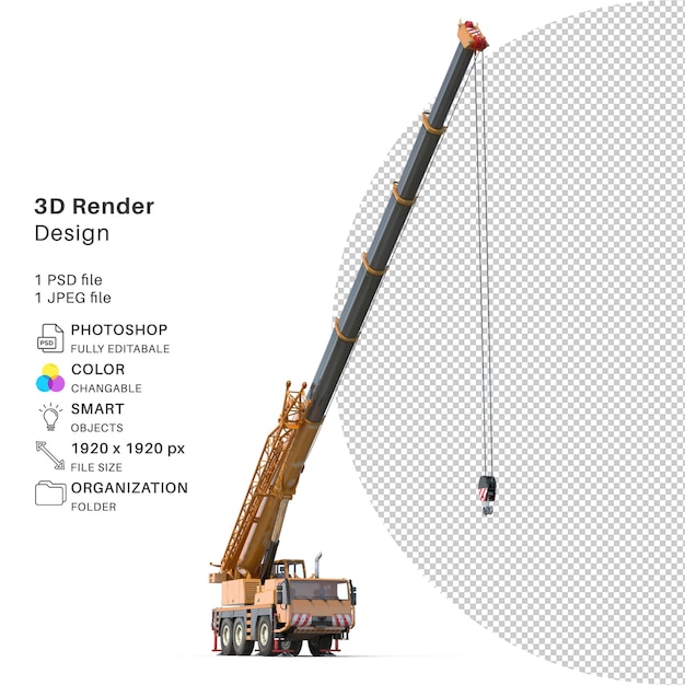 PSD compact mobile crane 3d modeling psd file realistic