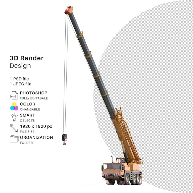 PSD compact mobile crane 3d modeling psd file realistic