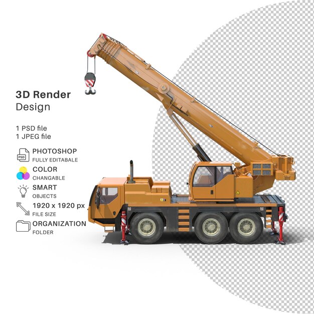 PSD compact mobile crane 3d modeling psd file realistic