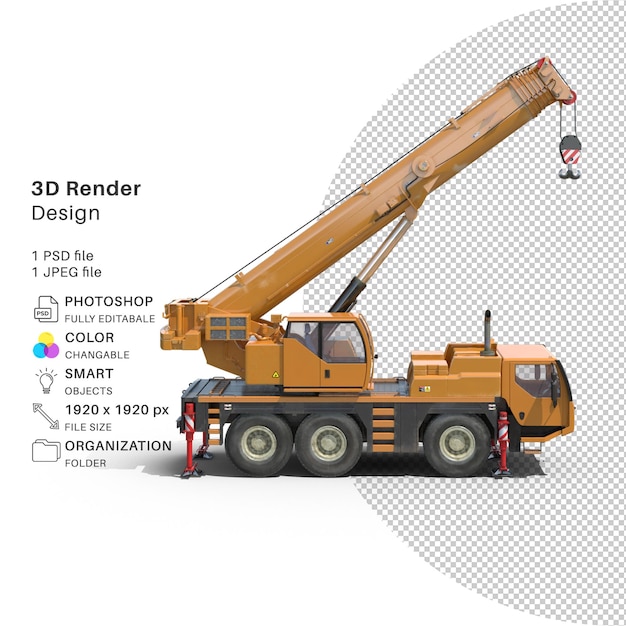 PSD compact mobile crane 3d modeling psd file realistic