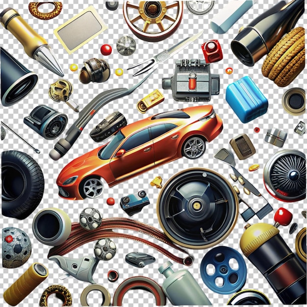 PSD composition of different car accessories