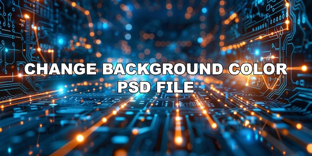 PSD a computer chip is shown in a blue and orange color scheme stock background