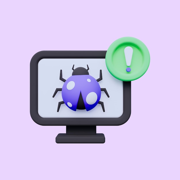 PSD computer infected virus 3d icon