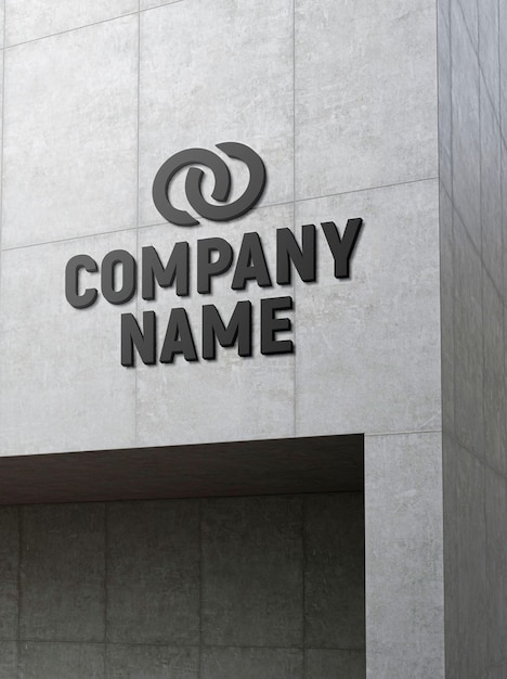 Concrete facade logo effect mockup