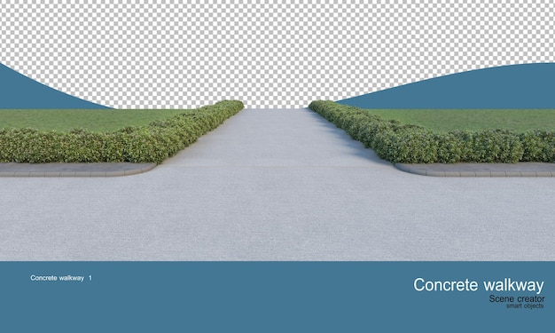 PSD concrete walkways and a wide variety of shrubs