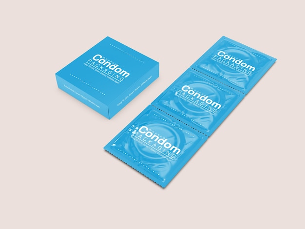 Condom packet packaging mockup