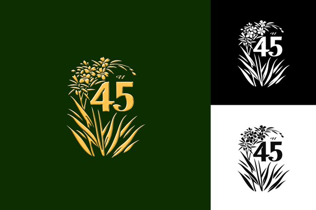 PSD constitution of 1945 with monogram icon using the number 45 culture inspired abstract vector design