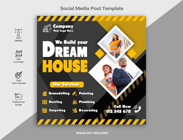 PSD construction social media post template