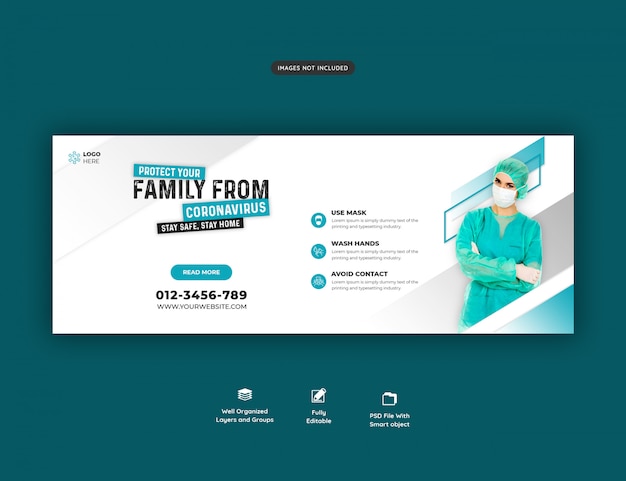 Coronavirus or convid-19 facebook cover template Premium Psd