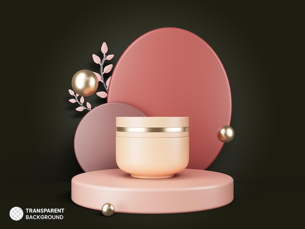 Cosmetic cream jar icon on round podium stage