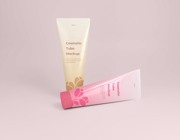 Cosmetic cream tube packaging mockup