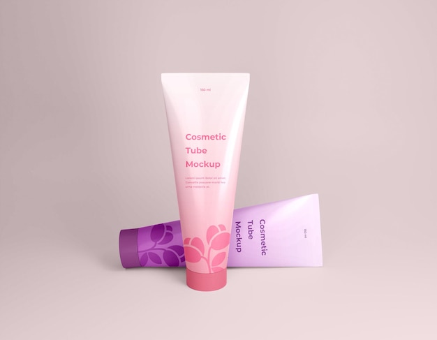 Cosmetic cream tube packaging mockup