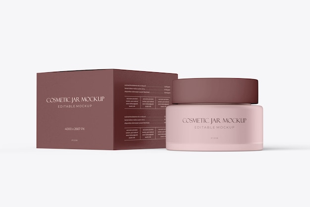 PSD cosmetic jar and box psd mockup