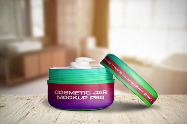 Cosmetic Plastic Jar Mockup PSD