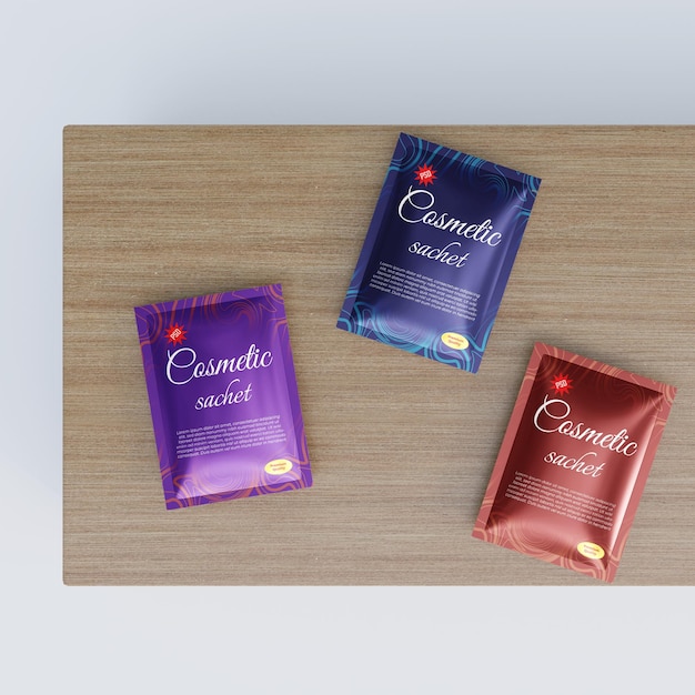 PSD cosmetic sachet mockup psd