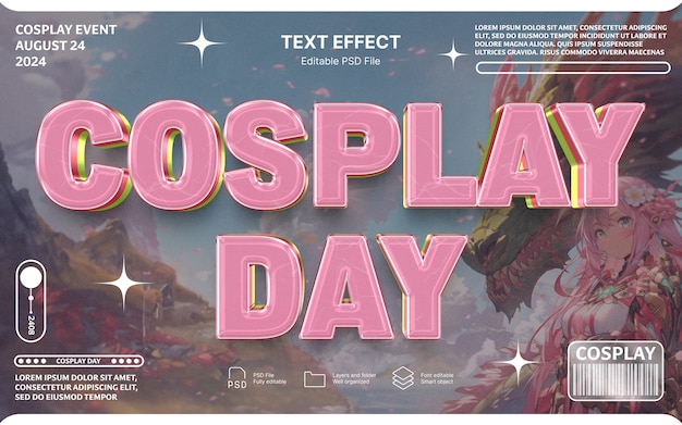 PSD cosplay day text effect