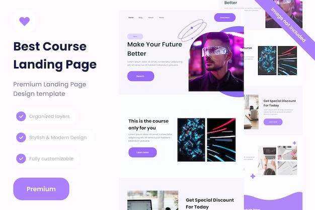 Course landing page website design template website