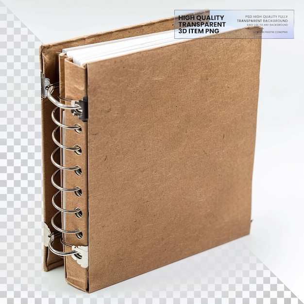 PSD cover with rings used for holding looseleaf papers on transparent background