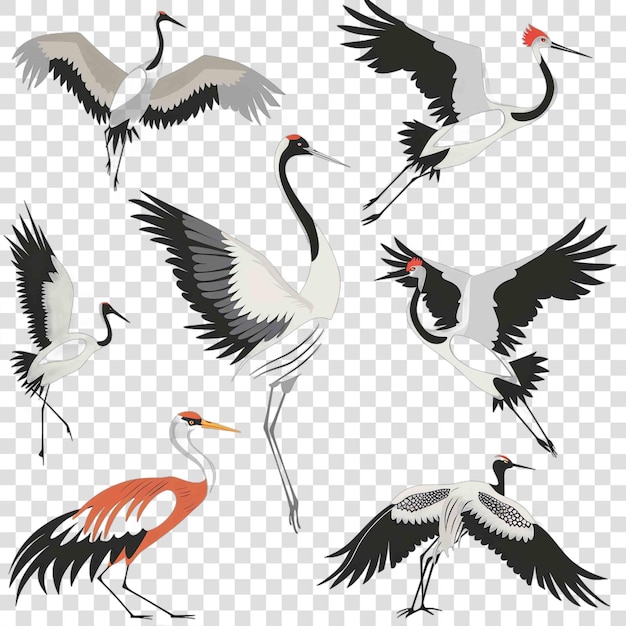 PSD cranes transparent background vector element