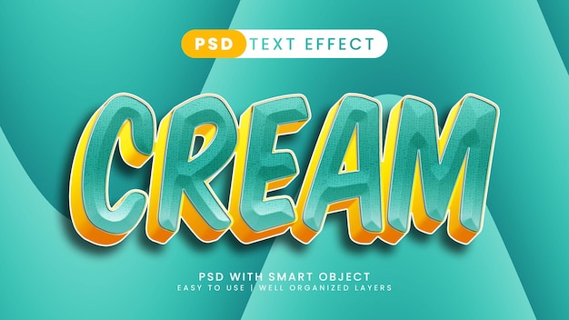 Cream text effect editable candy and soft text style