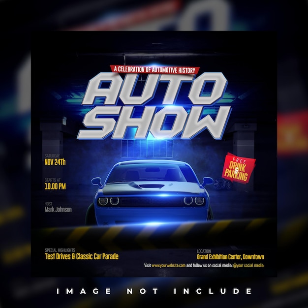 PSD creatieve car show social media template voor auto expo