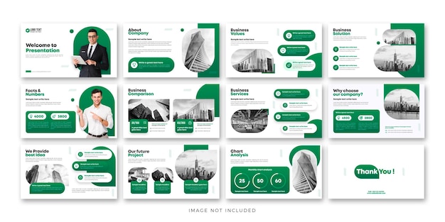 PSD creative business power point presentation and landing page keynote slide template design set