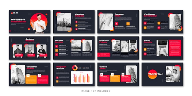 PSD creative business powerpoint presentation and landing page keynote slide template design set