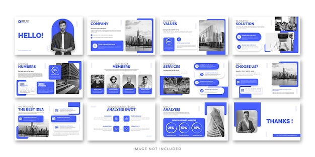 PSD creative business powerpoint presentation and landing page slide template design set