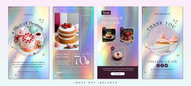 PSD creative concept cake store social media instagram post story template set