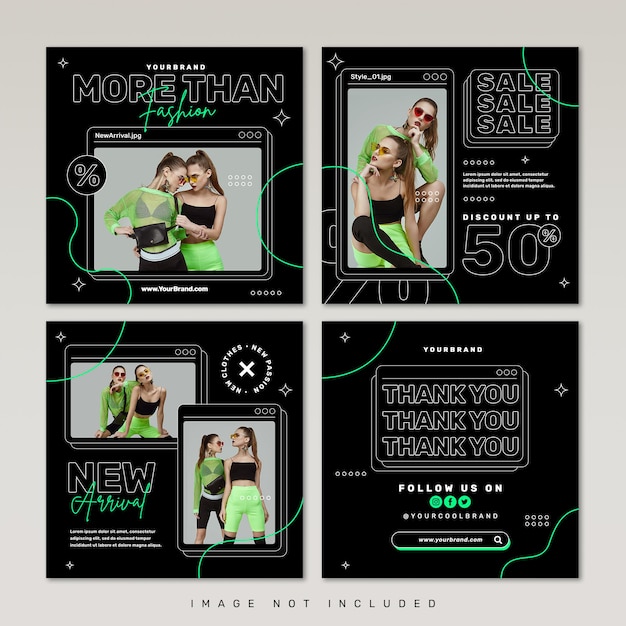 creative concept Fashion sale social media instagram post template set