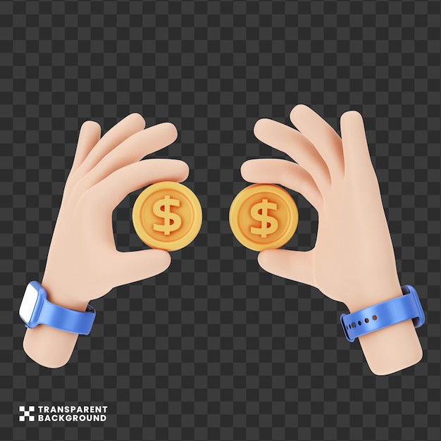 creative concept hand gesture Holding money Coin