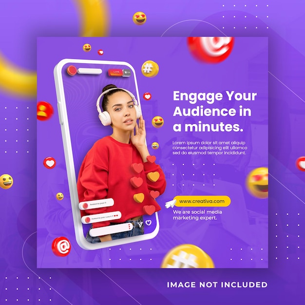 Creative concept social media instagram live for digital marketing promotion template