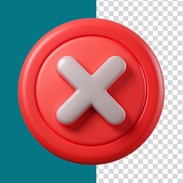 cross mark icon on transparent background