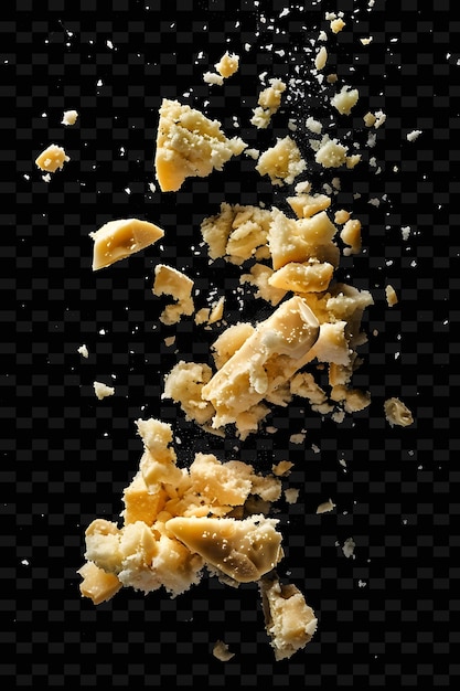 PSD crumbled cheese fragments with crumbly and savory textures w unique texture background designs