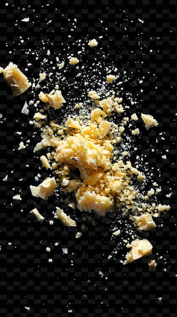 PSD crumbled cheese fragments with crumbly and savory textures w unique texture background designs