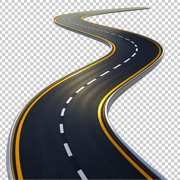 Curved road with white markings